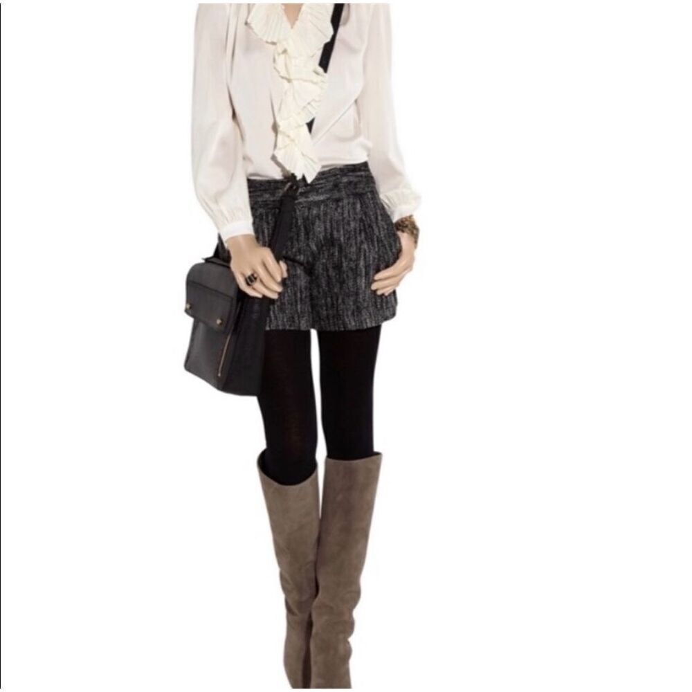 Milly of New York Black & Gray High-Waist Textured Shorts